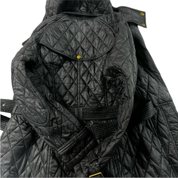 Burberry Finsbridge Black Quilted Belted Hooded Jacket Coat